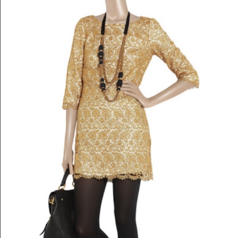 Milly gold, lace, special occasion dress.